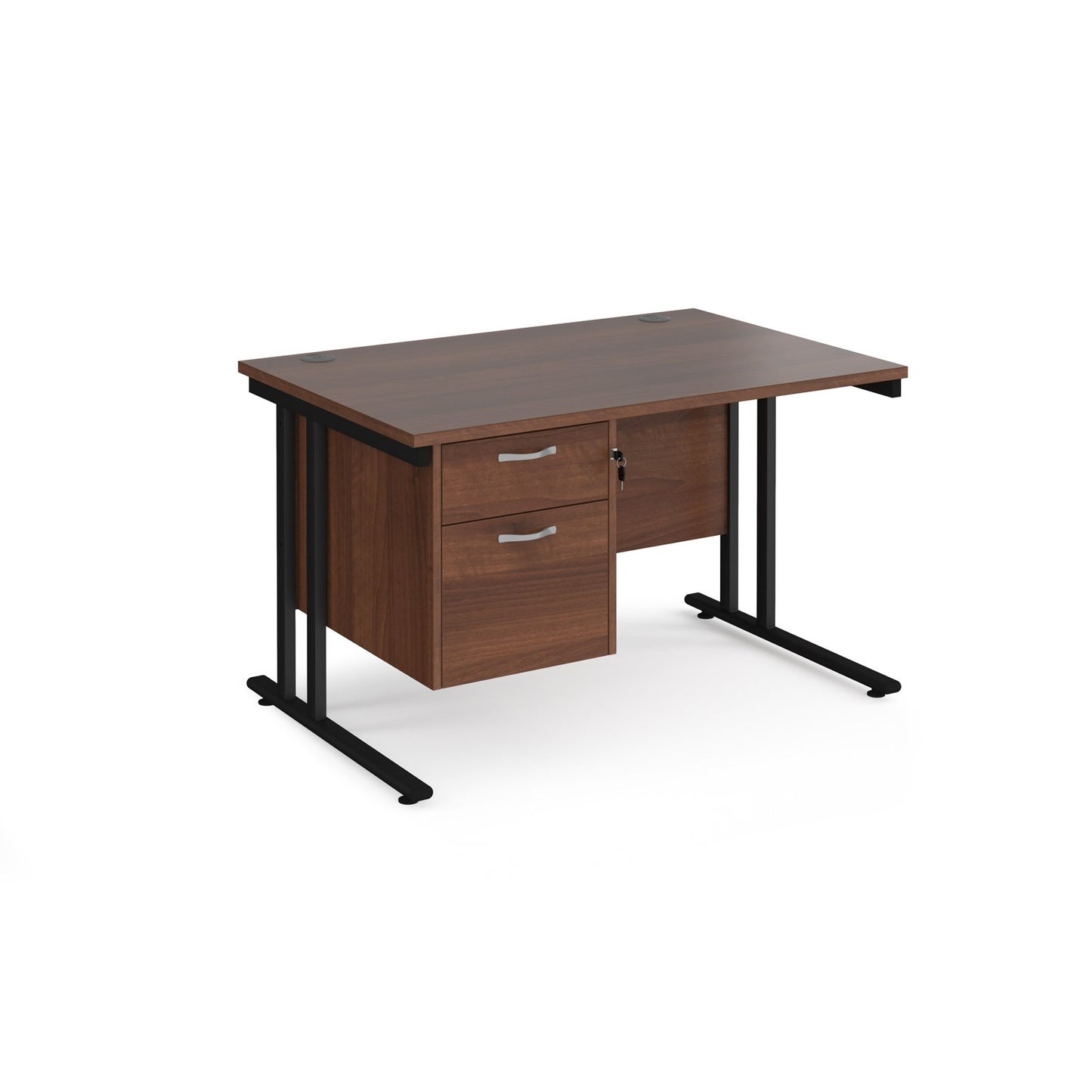 Maestro 25 cantilever 800mm deep desk with 2 drawer pedestal