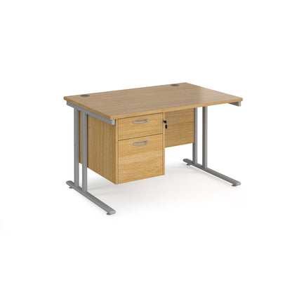 Maestro 25 cantilever 800mm deep desk with 2 drawer pedestal