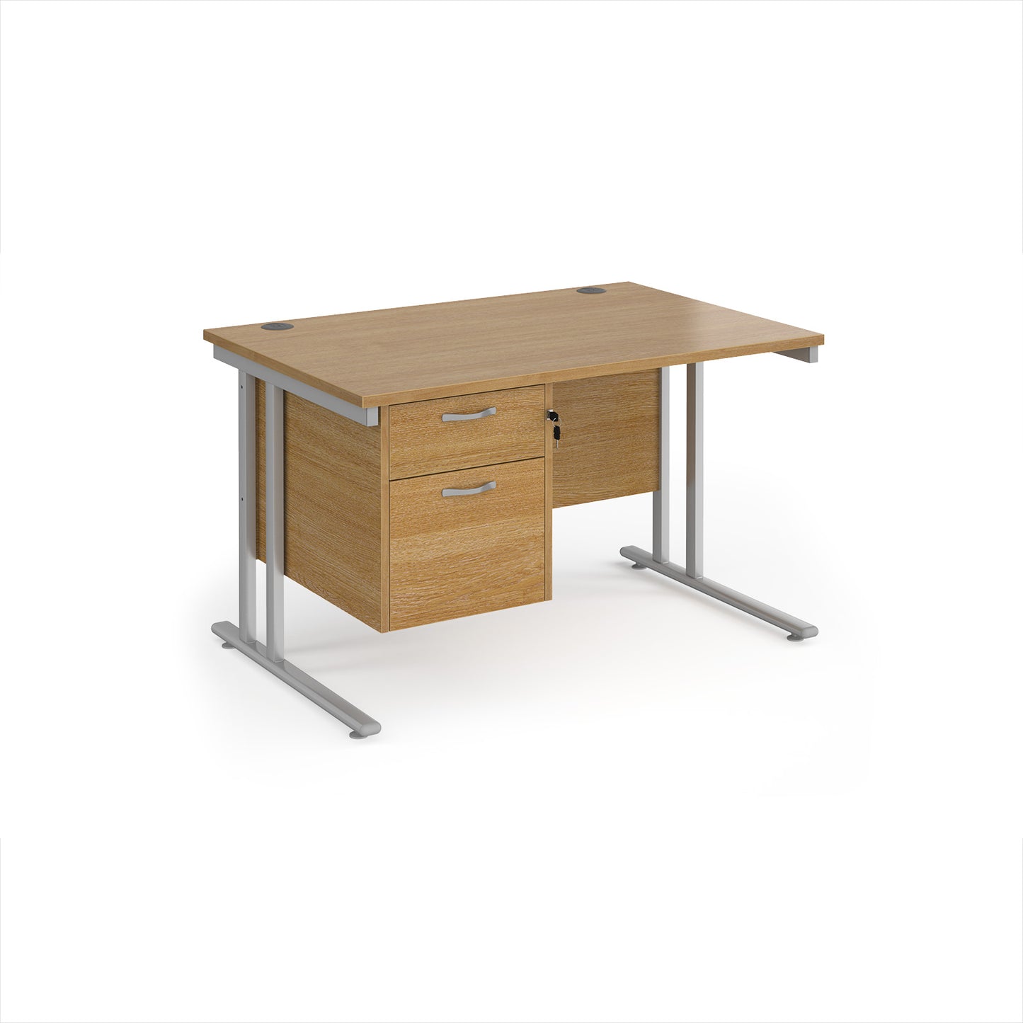 Maestro 25 cantilever 800mm deep desk with 2 drawer ped - MC12P2SO