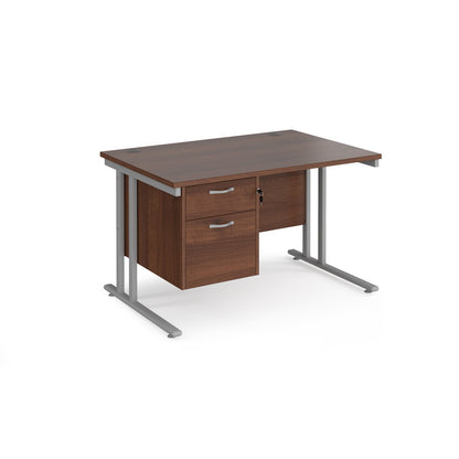 Maestro 25 cantilever 800mm deep desk with 2 drawer pedestal