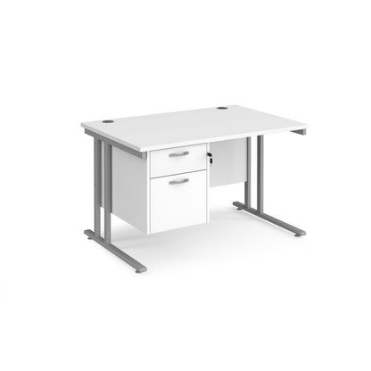 Maestro 25 cantilever 800mm deep desk with 2 drawer pedestal