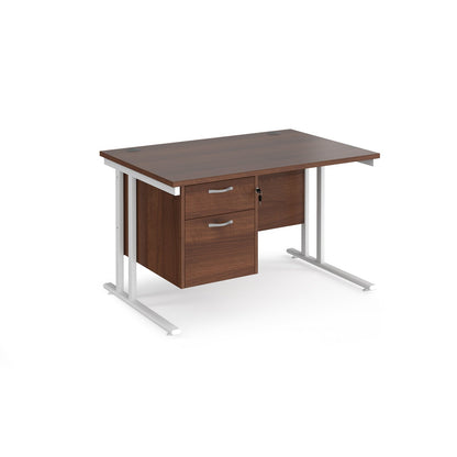 Maestro 25 cantilever 800mm deep desk with 2 drawer pedestal