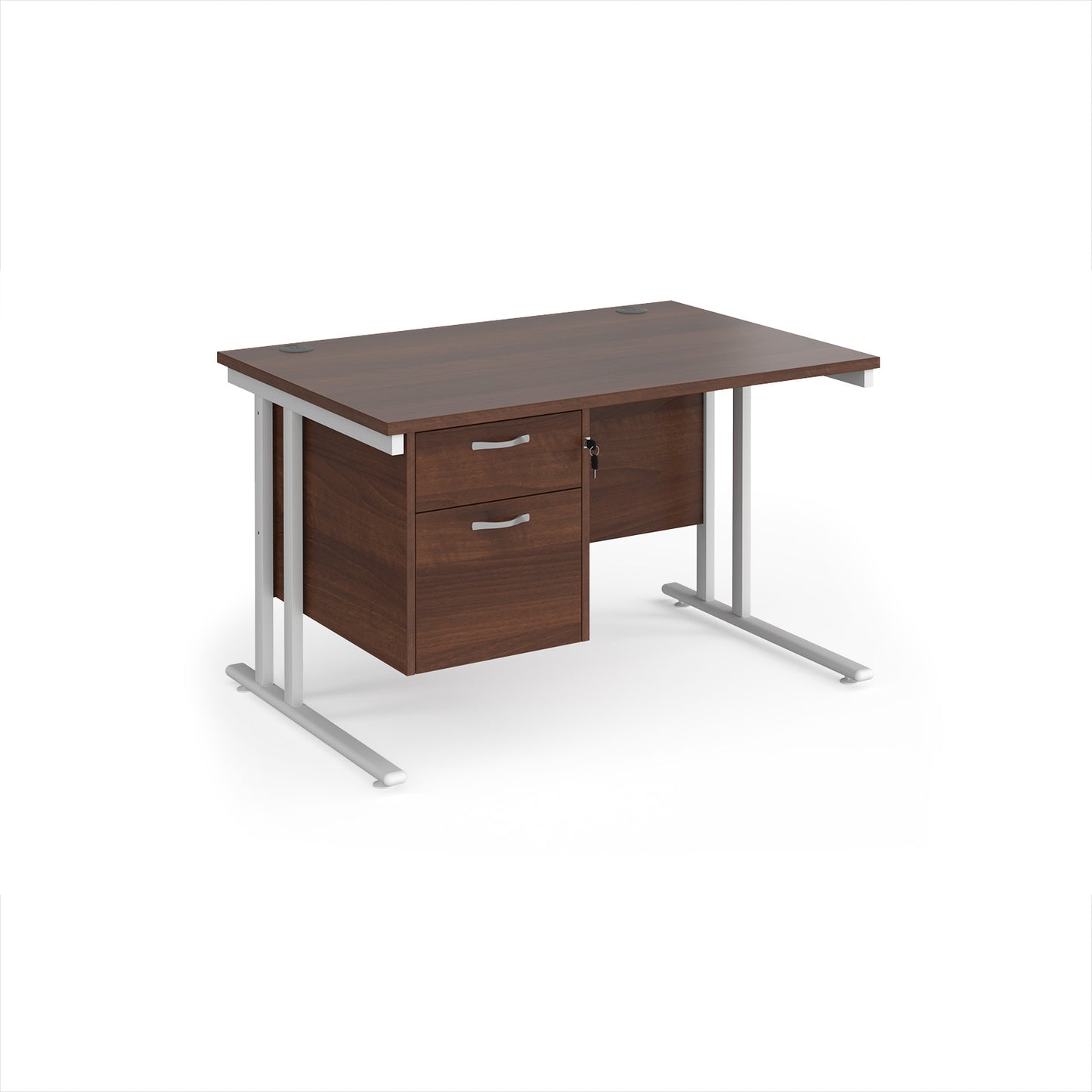 Maestro 25 cantilever 800mm deep desk with 2 drawer ped - MC12P2WHW