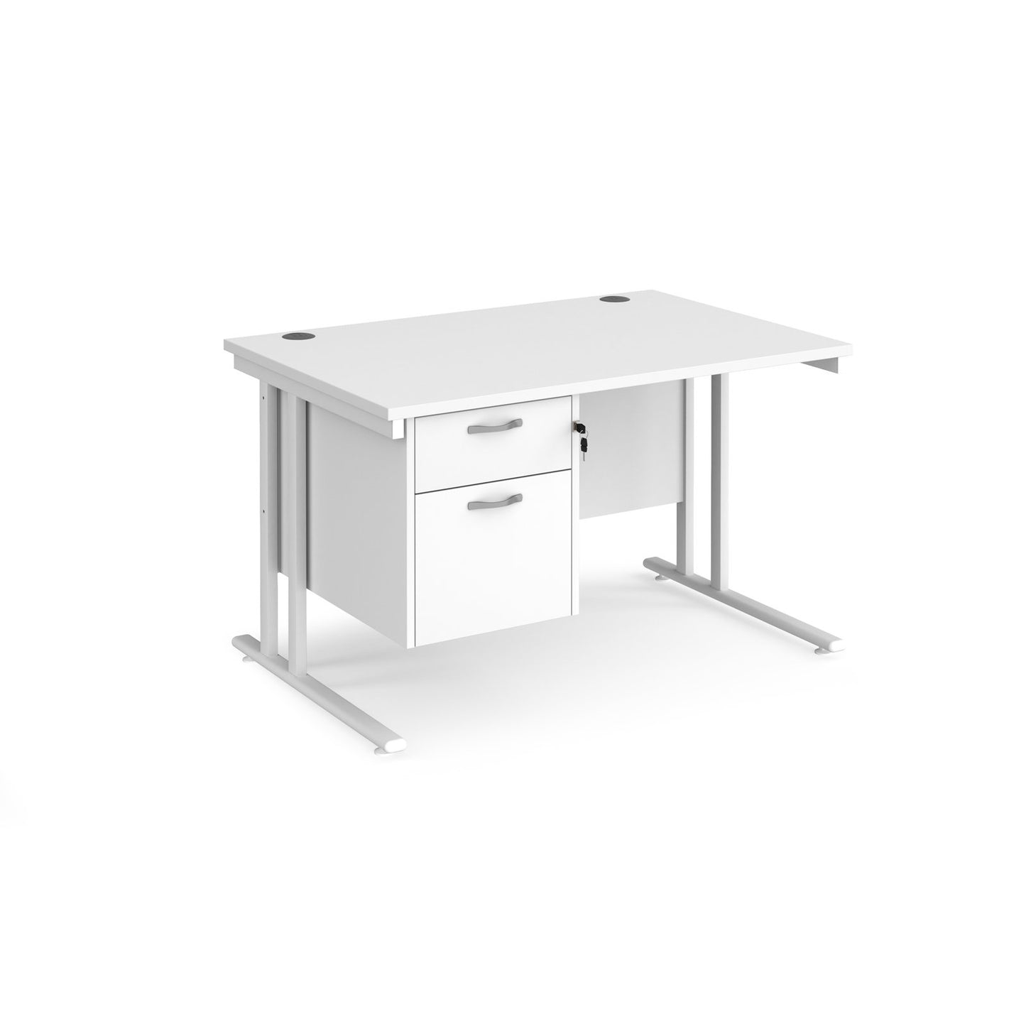 Maestro 25 cantilever 800mm deep desk with 2 drawer pedestal