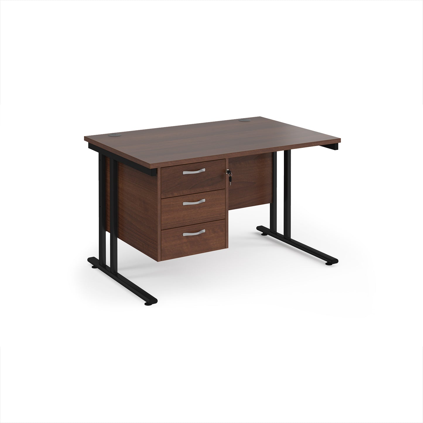 Maestro 25 cantilever 800mm deep desk with 3 drawer ped - MC12P3KW