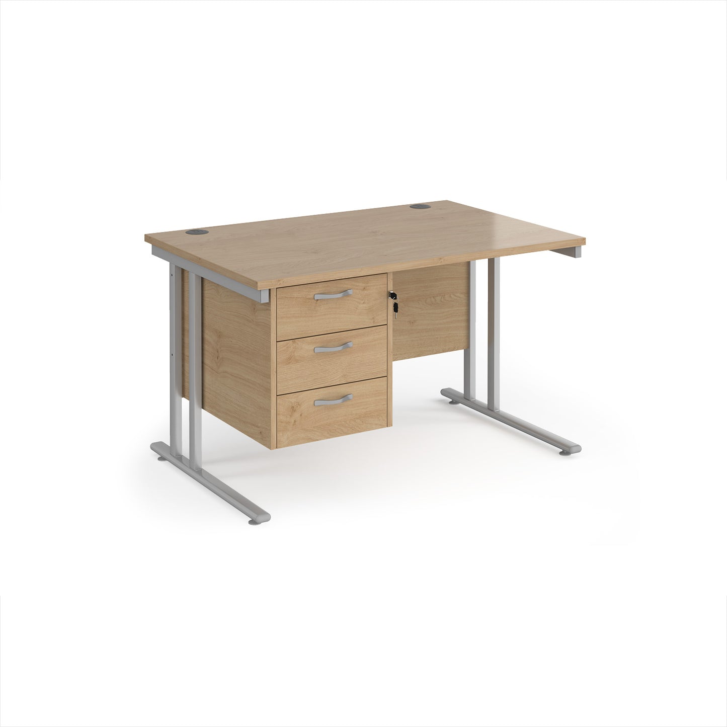 Maestro 25 cantilever 800mm deep desk with 3 drawer ped - MC12P3SKO
