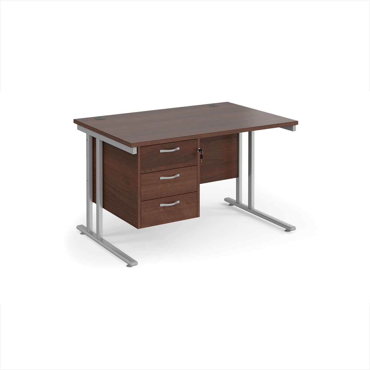 Maestro 25 cantilever 800mm deep desk with 3 drawer ped - MC12P3SW