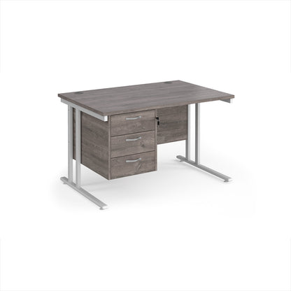 Maestro 25 cantilever 800mm deep desk with 3 drawer ped - MC12P3WHGO
