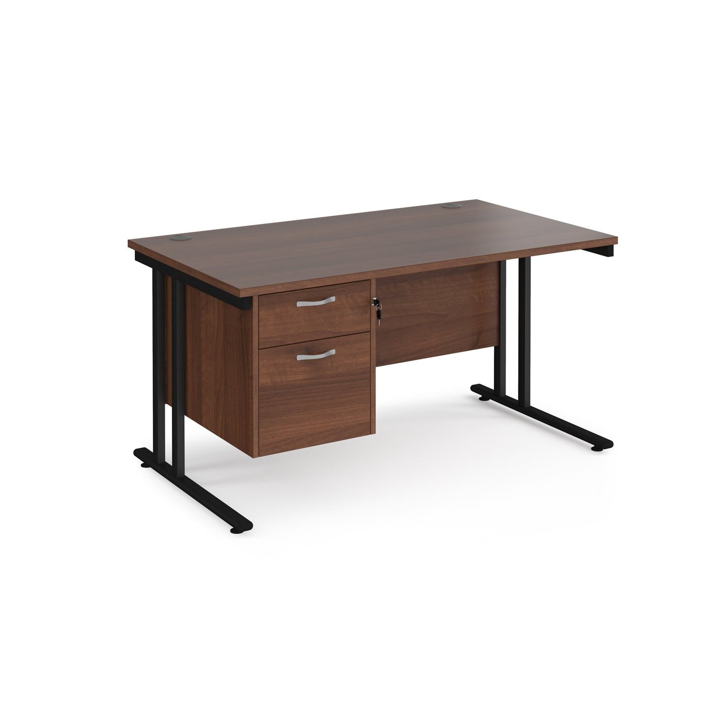 Maestro 25 cantilever 800mm deep desk with 2 drawer pedestal