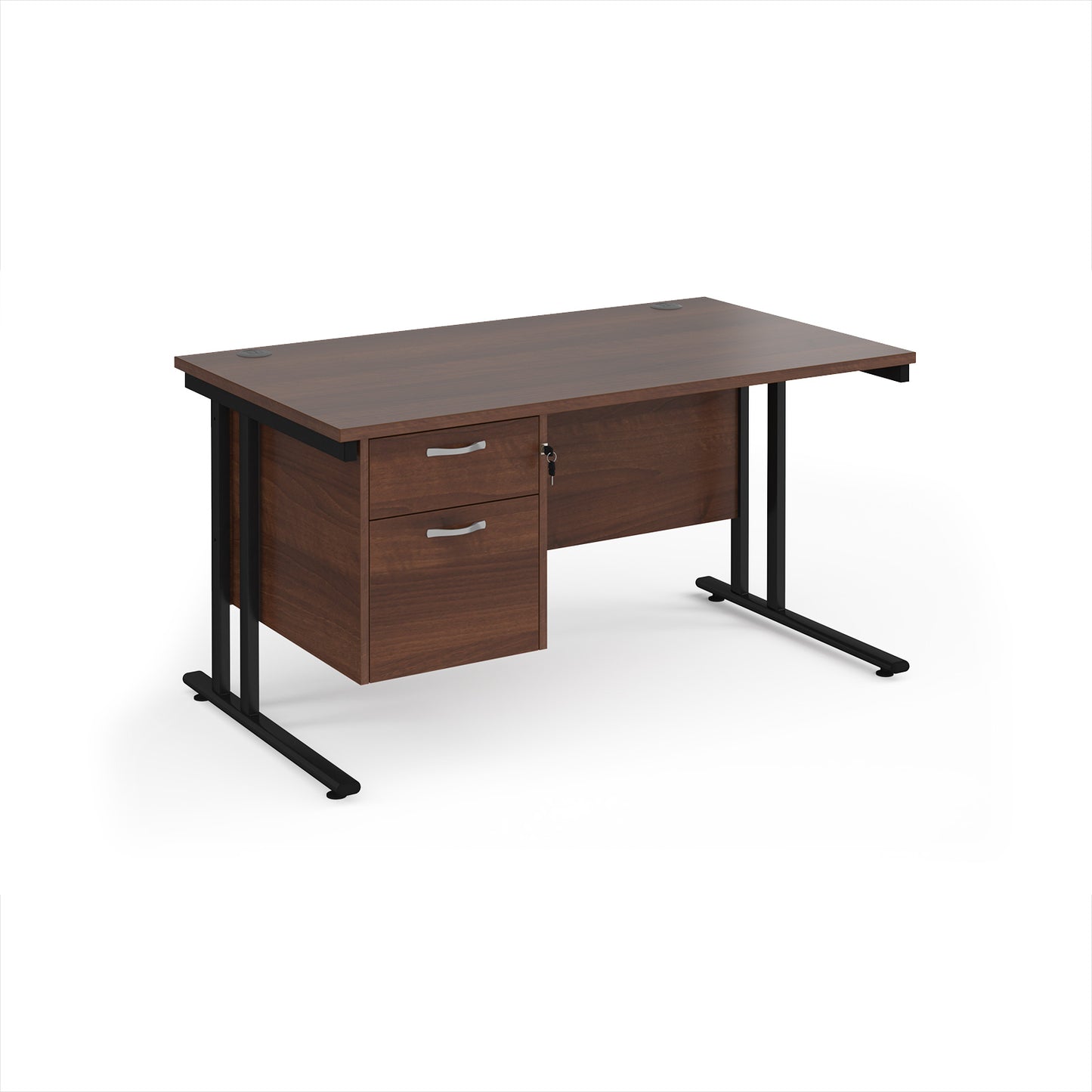 Maestro 25 cantilever 800mm deep desk with 2 drawer ped - MC14P2KW