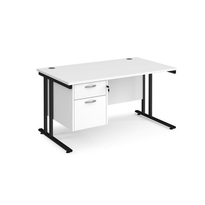 Maestro 25 cantilever 800mm deep desk with 2 drawer pedestal