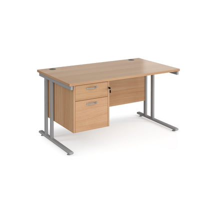 Maestro 25 cantilever 800mm deep desk with 2 drawer pedestal