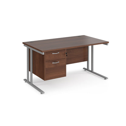 Maestro 25 cantilever 800mm deep desk with 2 drawer pedestal