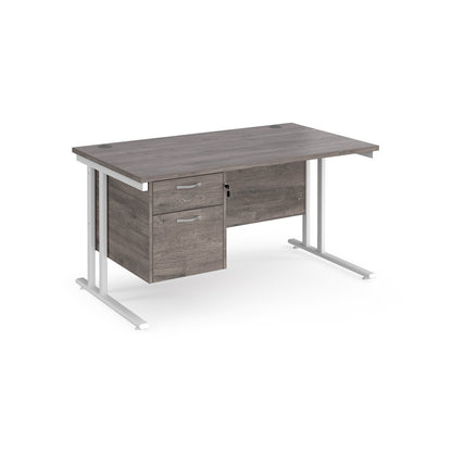 Maestro 25 cantilever 800mm deep desk with 2 drawer pedestal