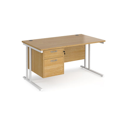 Maestro 25 cantilever 800mm deep desk with 2 drawer pedestal