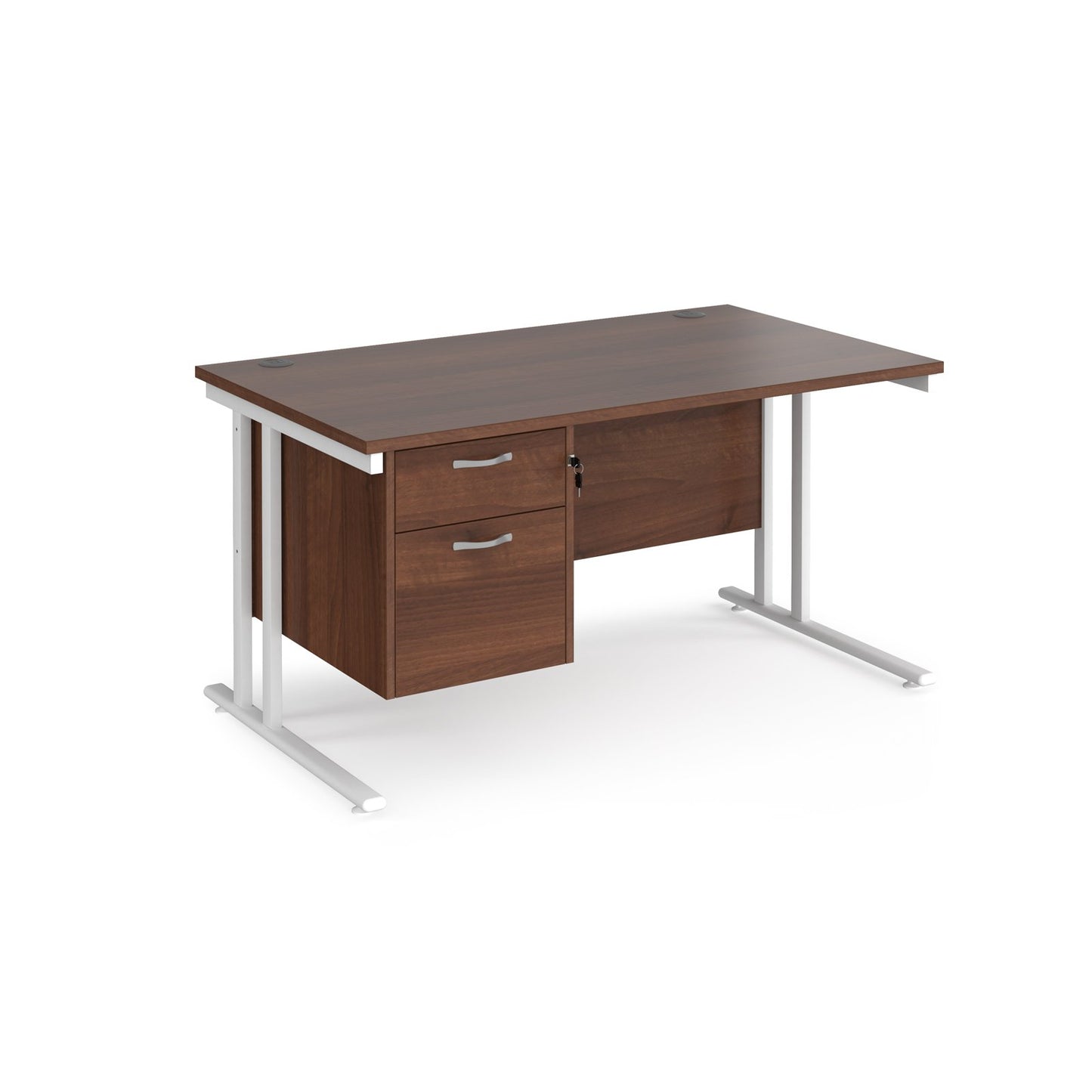 Maestro 25 cantilever 800mm deep desk with 2 drawer pedestal