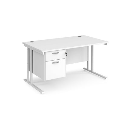 Maestro 25 cantilever 800mm deep desk with 2 drawer pedestal