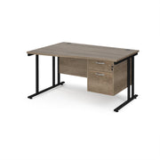 Maestro 25 cantilever left hand wave desk with 2 drawer ped
