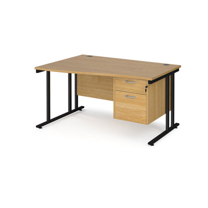 Maestro 25 cantilever left hand wave desk with 2 drawer ped - MC14WLP2KO