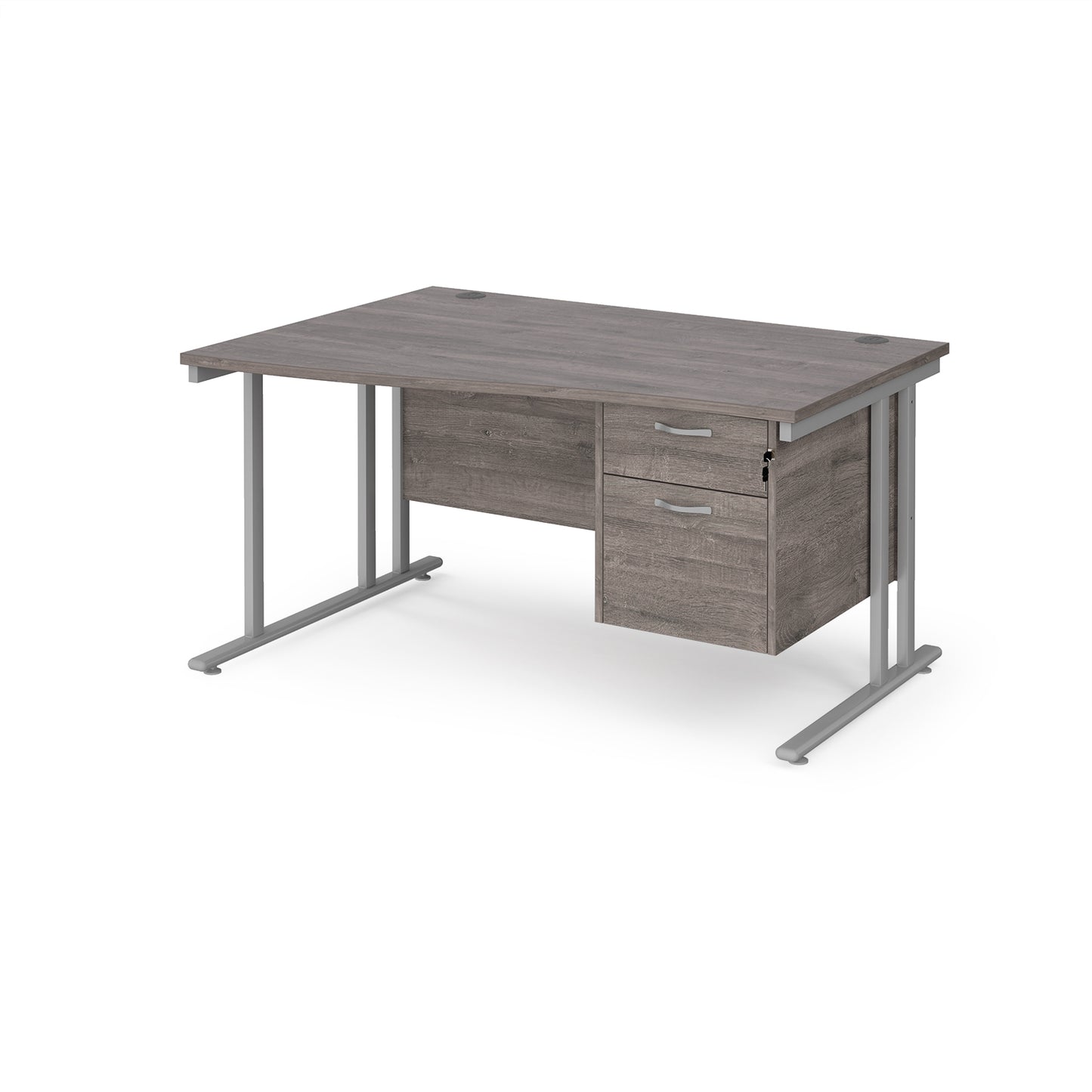 Maestro 25 cantilever left hand wave desk with 2 drawer ped - MC14WLP2SGO