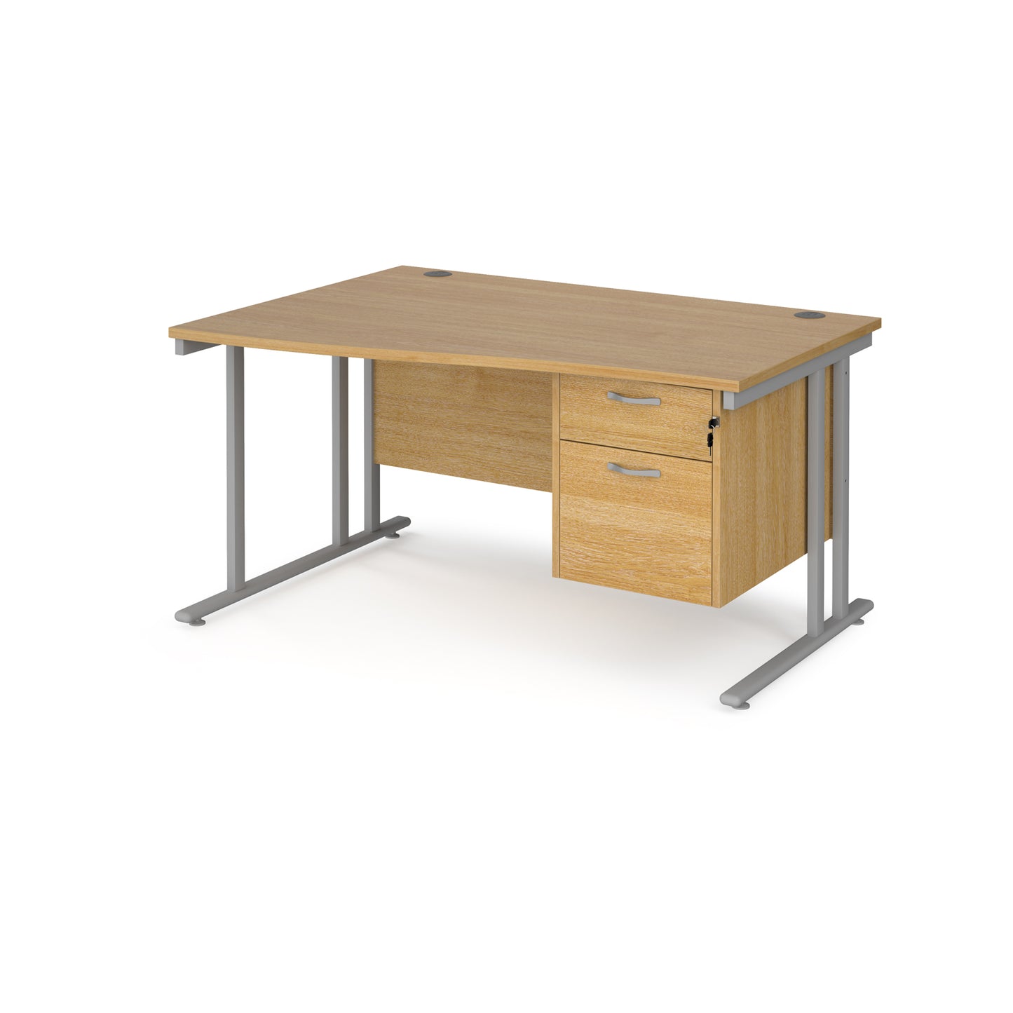 Maestro 25 cantilever left hand wave desk with 2 drawer ped - MC14WLP2SO
