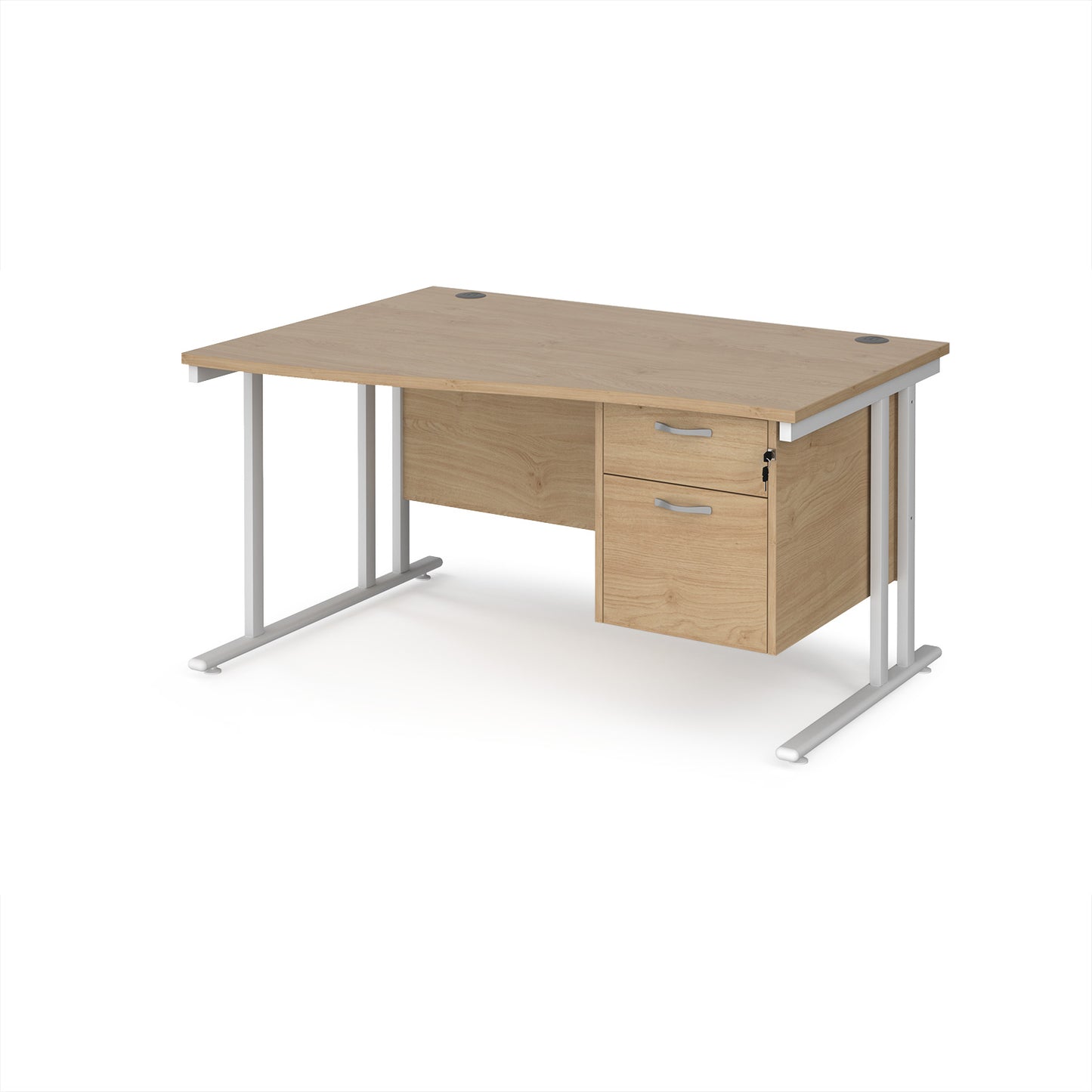 Maestro 25 cantilever left hand wave desk with 2 drawer ped - MC14WLP2WHKO