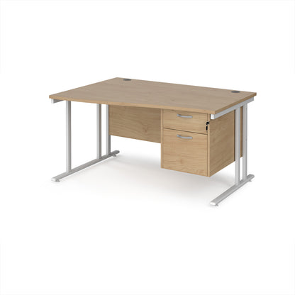 Maestro 25 cantilever left hand wave desk with 2 drawer ped - MC14WLP2WHKO
