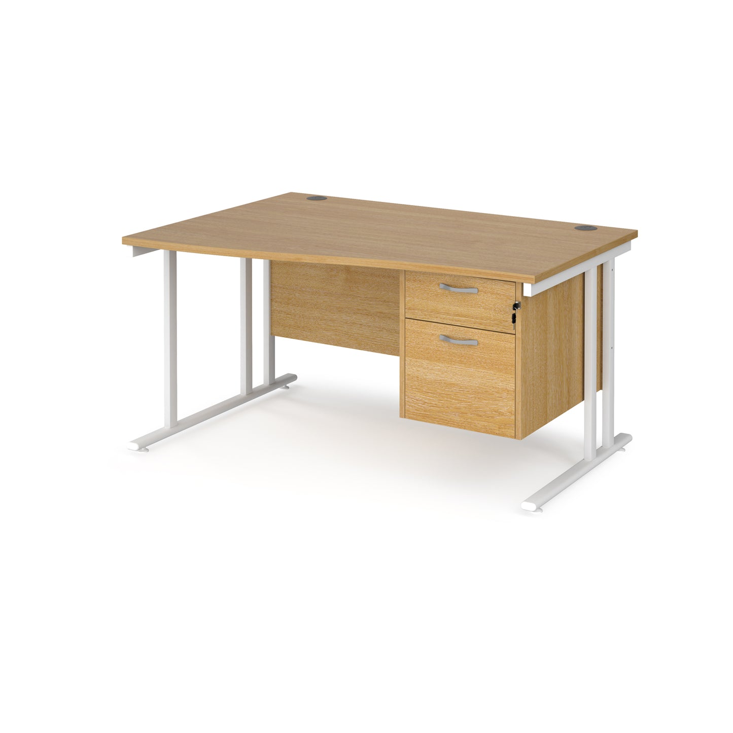 Maestro 25 cantilever left hand wave desk with 2 drawer ped - MC14WLP2WHO