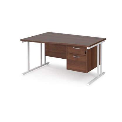 Maestro 25 cantilever left hand wave desk with 2 drawer ped - MC14WLP2WHW