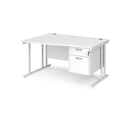 Maestro 25 cantilever left hand wave desk with 2 drawer ped - MC14WLP2WHWH