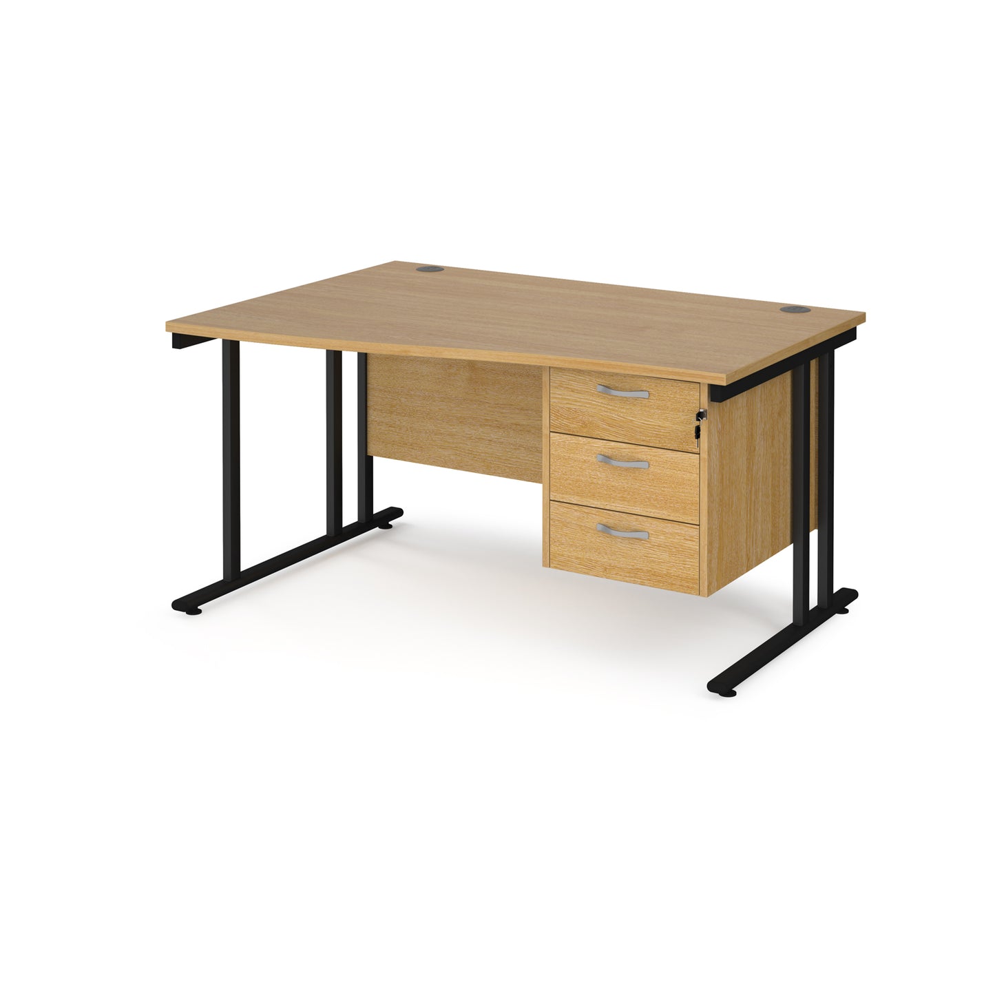Maestro 25 cantilever left hand wave desk with 3 drawer ped - MC14WLP3KO