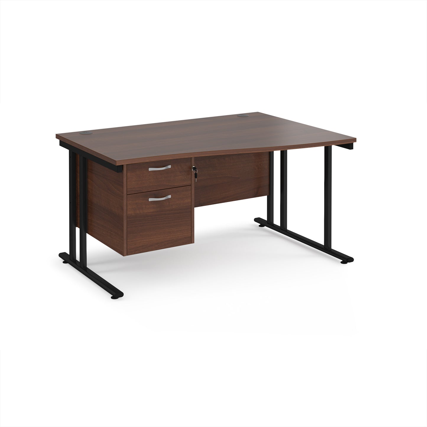 Maestro 25 cantilever right hand wave desk with 2 drawer ped - MC14WRP2KW
