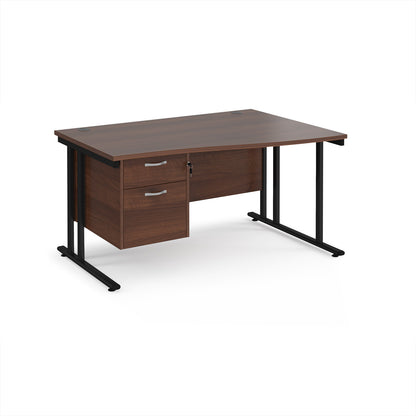 Maestro 25 cantilever right hand wave desk with 2 drawer ped - MC14WRP2KW