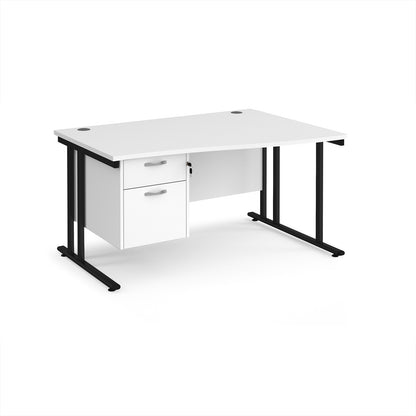 Maestro 25 cantilever right hand wave desk with 2 drawer ped - MC14WRP2KWH