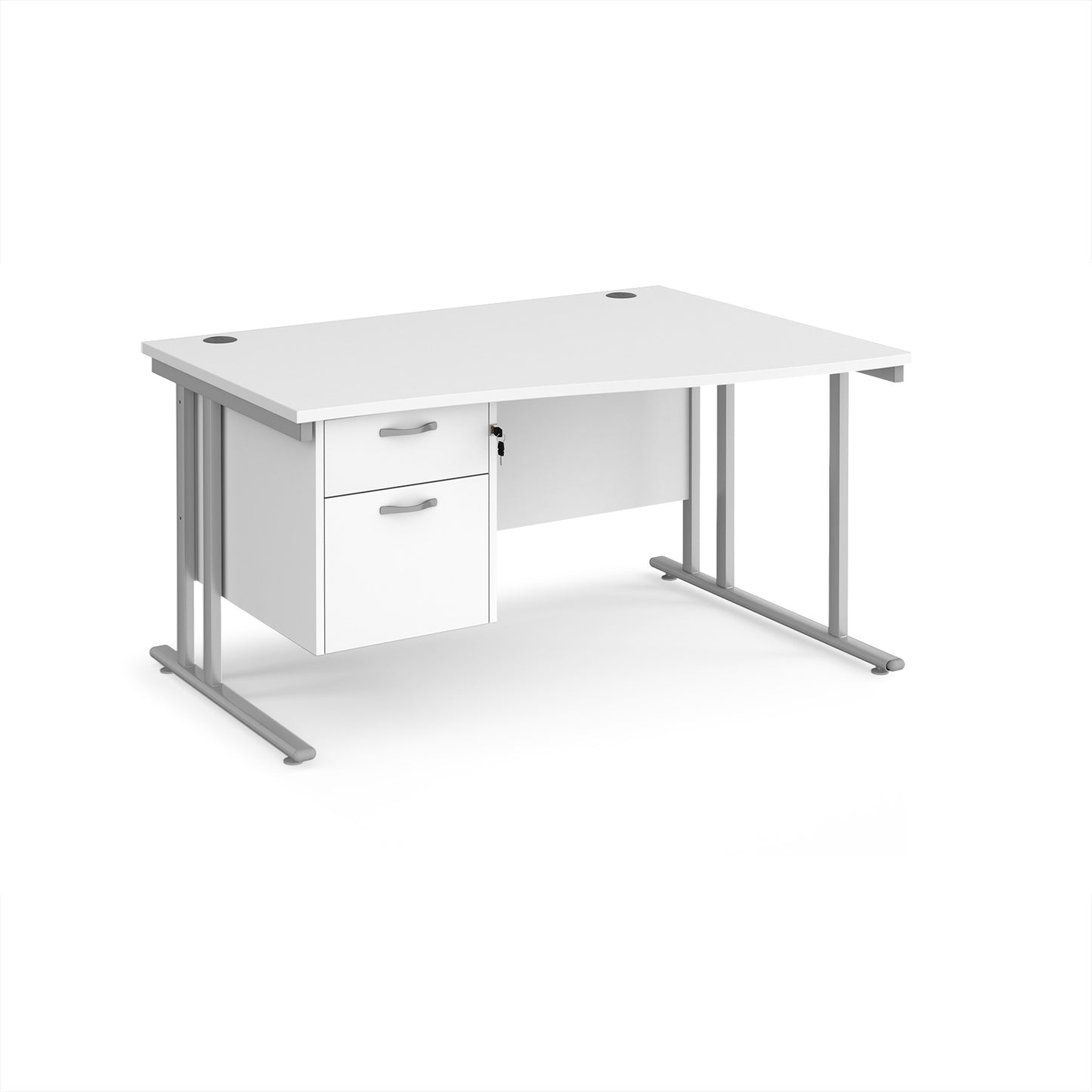 Maestro 25 cantilever right hand wave desk with 2 drawer ped - MC14WRP2SWH