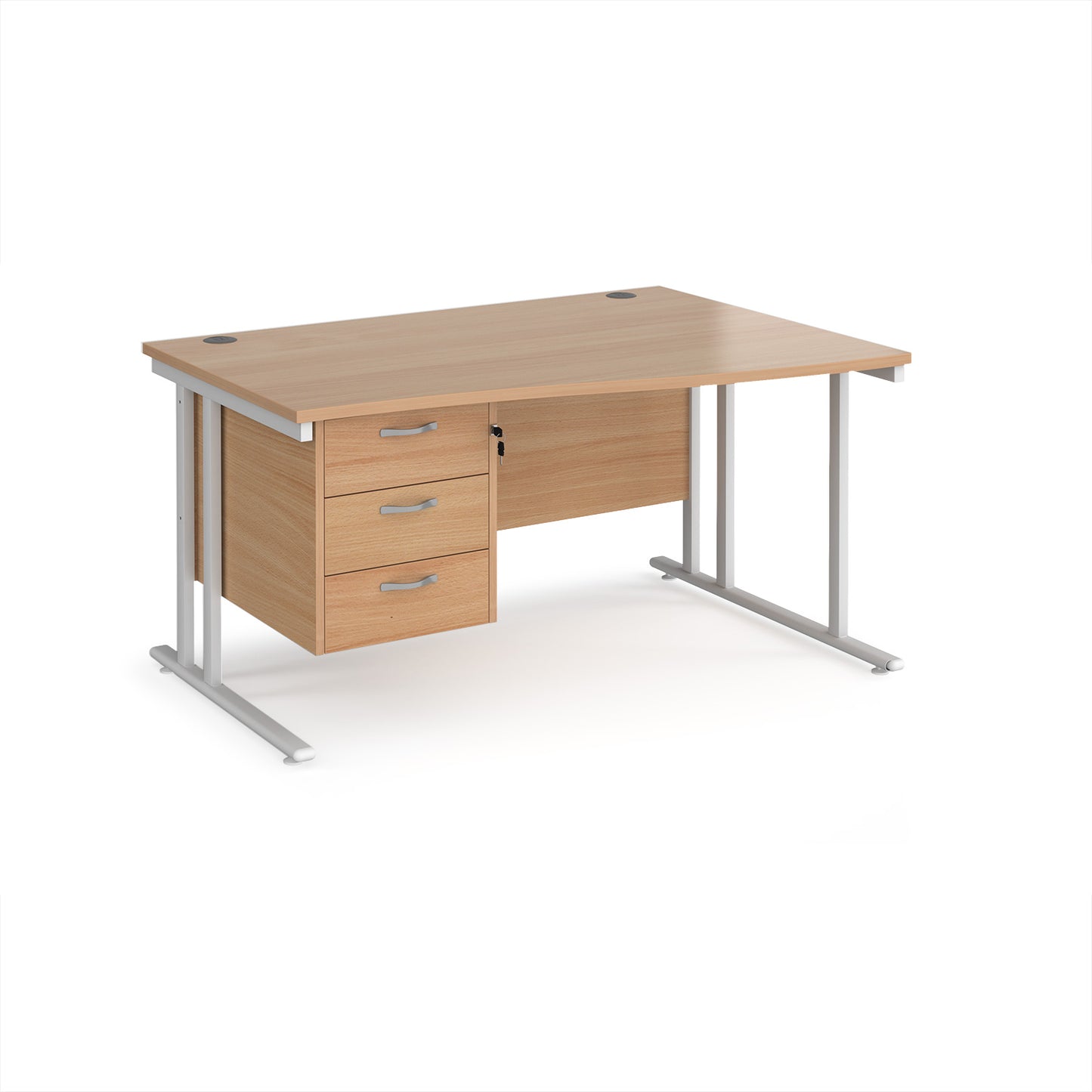 Maestro 25 cantilever right hand wave desk with 3 drawer ped - MC14WRP3WHB