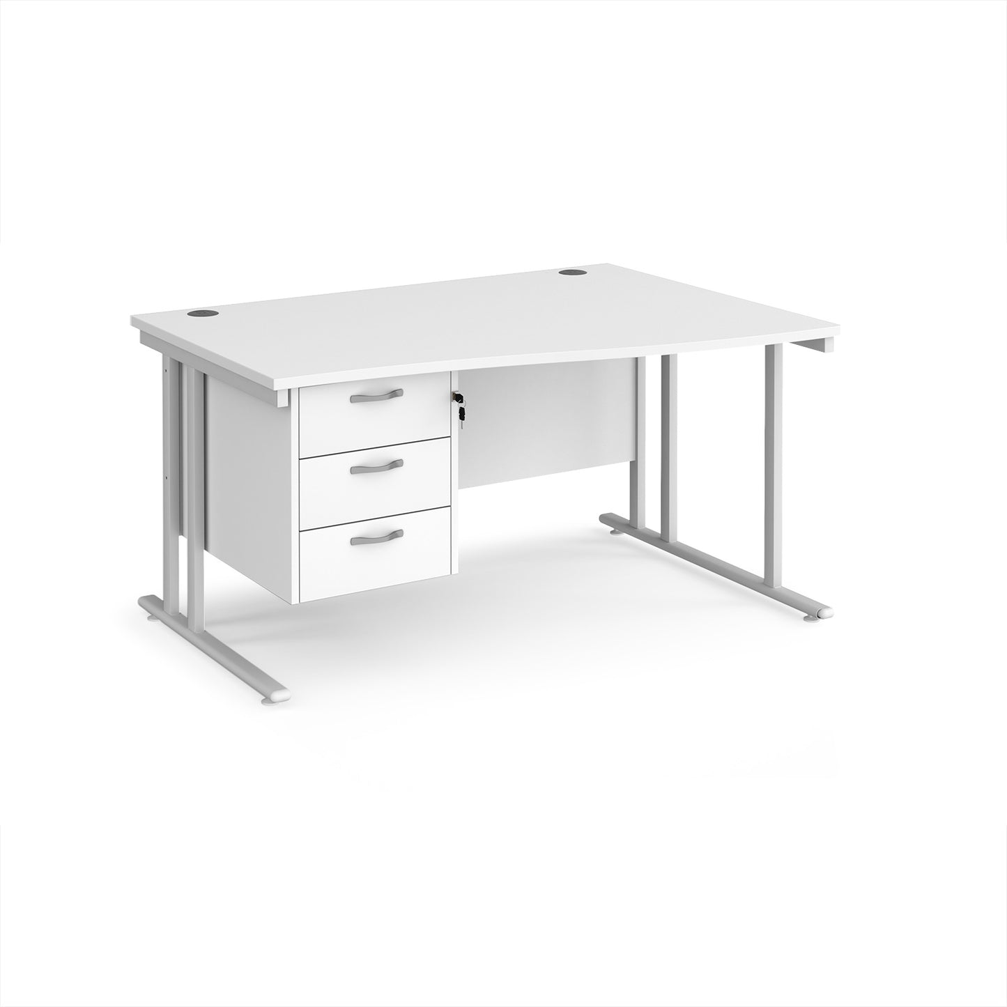 Maestro 25 cantilever right hand wave desk with 3 drawer ped - MC14WRP3WHWH