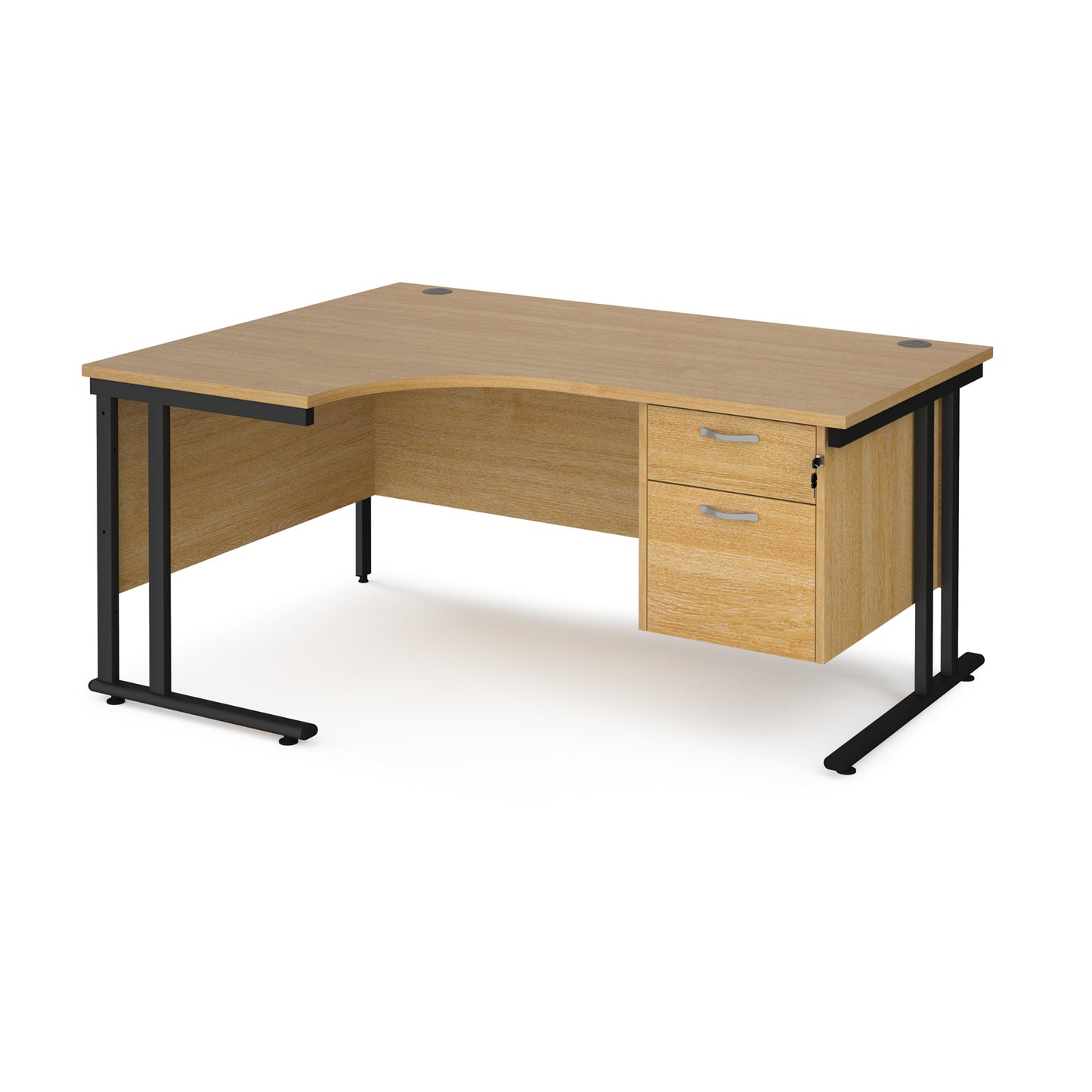 Maestro 25 cantilever left hand ergonomic desk with 2 drawer ped - MC16ELP2KO