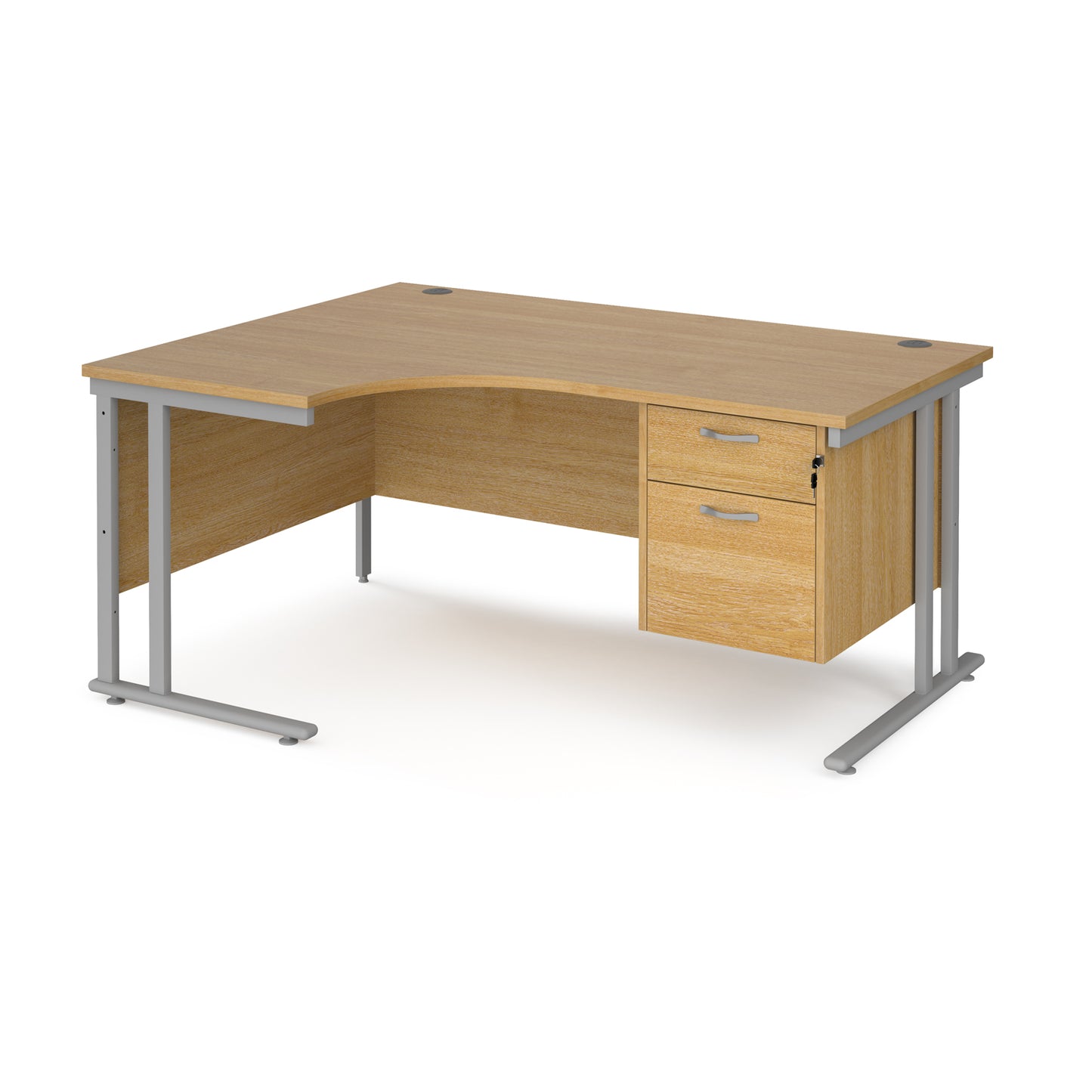 Maestro 25 cantilever left hand ergonomic desk with 2 drawer ped - MC16ELP2SO