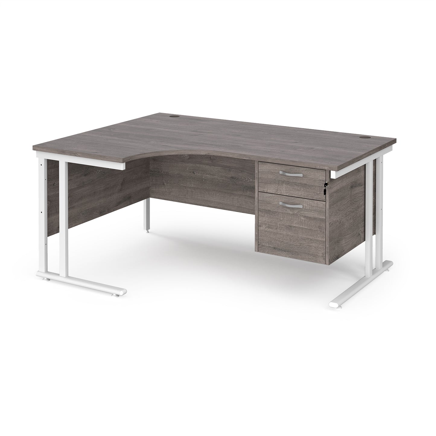 Maestro 25 cantilever left hand ergonomic desk with 2 drawer ped - MC16ELP2WHGO