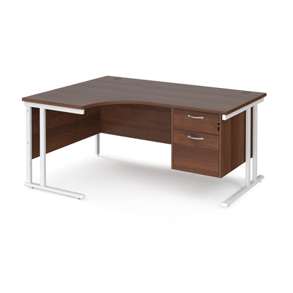 Maestro 25 cantilever left hand ergonomic desk with 2 drawer ped - MC16ELP2WHW