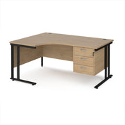 Maestro 25 cantilever left hand ergonomic desk with 3 drawer ped