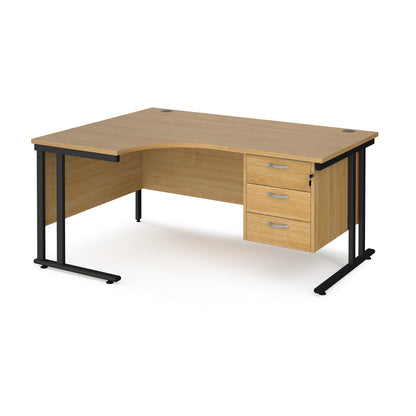 Maestro 25 cantilever left hand ergonomic desk with 3 drawer ped - MC16ELP3KO
