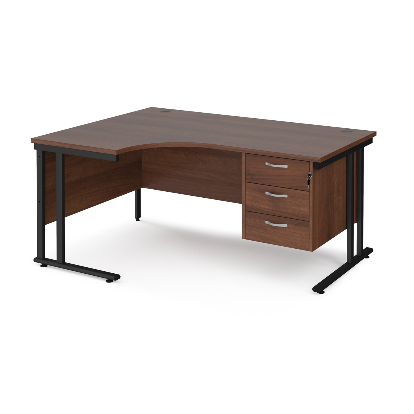 Maestro 25 cantilever left hand ergonomic desk with 3 drawer ped - MC16ELP3KW