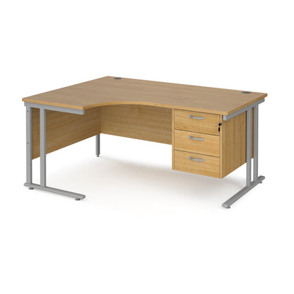 Maestro 25 cantilever left hand ergonomic desk with 3 drawer ped - MC16ELP3SO