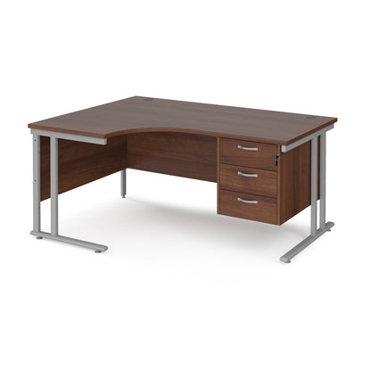 Maestro 25 cantilever left hand ergonomic desk with 3 drawer ped