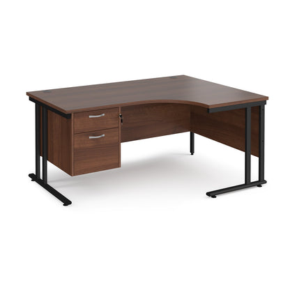 Maestro 25 cantilever right hand ergonomic desk with 2 drawer ped