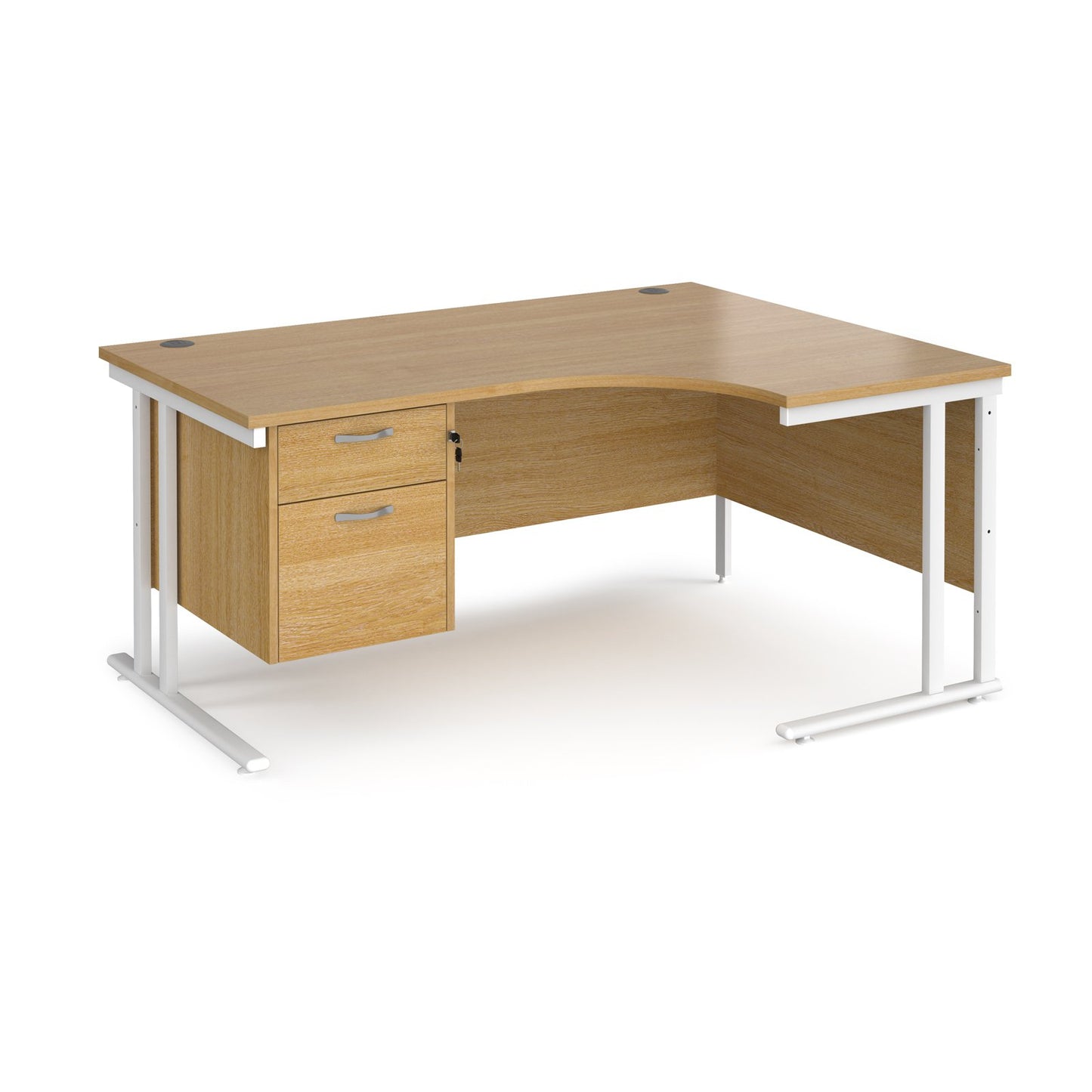 Maestro 25 cantilever right hand ergonomic desk with 2 drawer ped