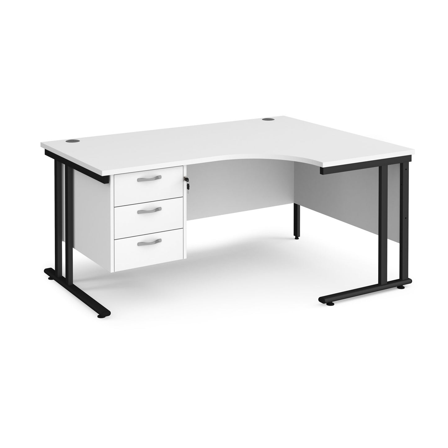 Maestro 25 cantilever right hand ergonomic desk with 3 drawer ped