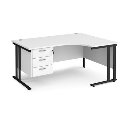 Maestro 25 cantilever right hand ergonomic desk with 3 drawer ped